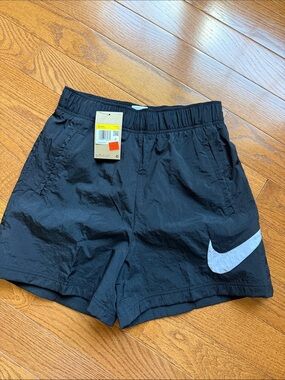 Nike Black Shorts with White Swoosh Logo NWT